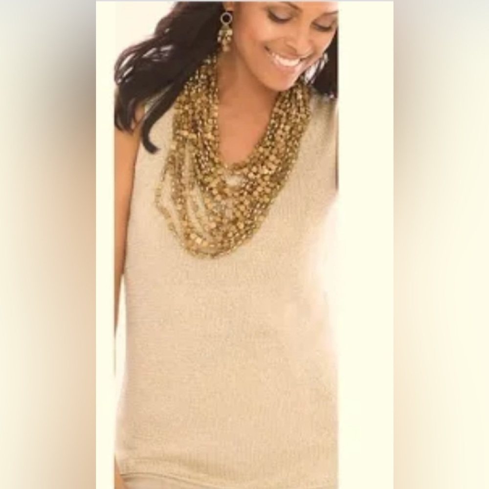 Chico's gold cotton/cashmere Sweater, size 2 (L)